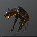 Fierce Orange And Black Hyena With Spiky Back Open Mouth And Pink Tongue