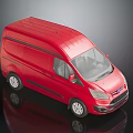 Red Cargo Van With Black Trim Tinted Windows And Silver Wheels 3d model