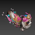 Cute Fluffy Cat With Pink Bow And Golden Crown On Head