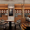 Hot Pot Restaurant Interior With Wooden Decor Dining Tables Chairs And Menu Board