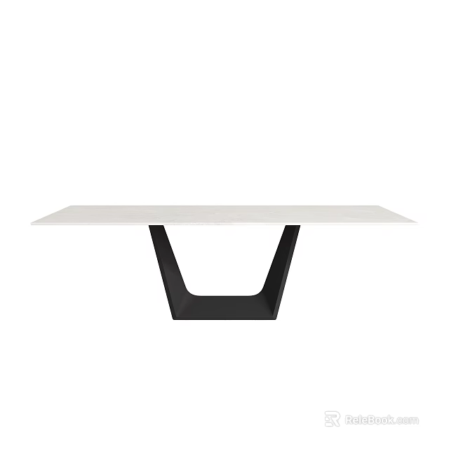 Modern Dining Table With White Tabletop And Black Geometric Legs Design 3d model