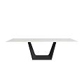 Modern Dining Table With White Tabletop And Black Geometric Legs Design 3d model