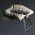 Beige Lazy Sofa with Modern Metal Frame and Pleated Cushion Design Displayed in Multiple Angles