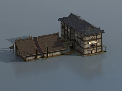 Traditional Chinese Ancient Architecture With Classic Wooden Structure And Curved Roof Design 3d model