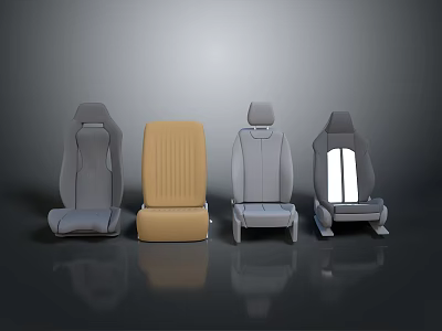 Modern Furniture Seats In Gray And Yellow With Lighting Accents And Design Styles 3d model