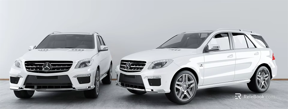 Two White Mercedes SUV Cars With Modern Stylish Sleek Exterior Design 3d model 