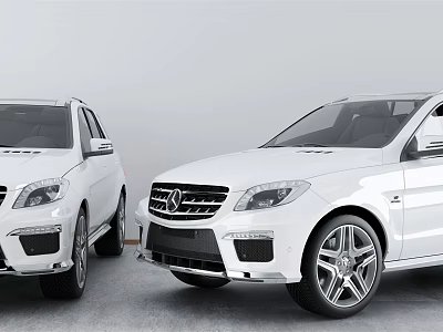 Two White Mercedes SUV Cars With Modern Stylish Sleek Exterior Design 3d model