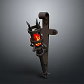 Vine Plant Growing Around Metal Lantern With Flaming Light And Gray Background