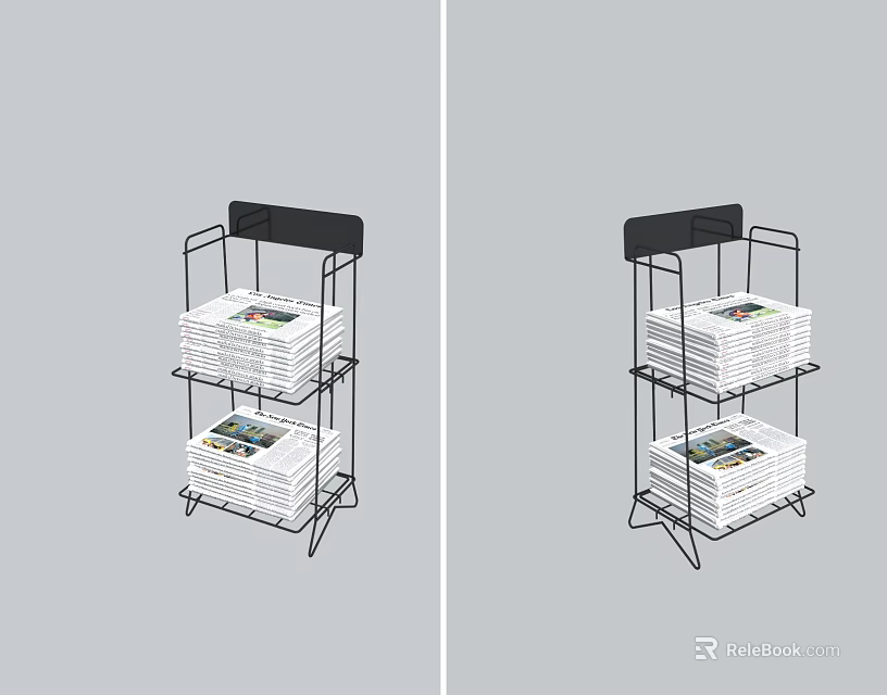 Metal Display Rack with Multiple Layers for Organizing Magazines and Brochures Sturdy Structure 3d model 