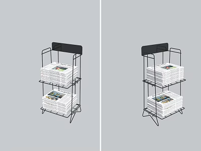 Metal Display Rack with Multiple Layers for Organizing Magazines and Brochures Sturdy Structure 3d model