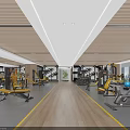 Modern Fitness Gym Interior With Bright Lighting Wooden Flooring And Workout Equipment