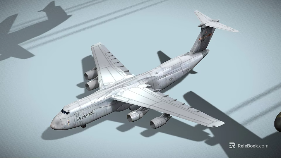Military Transport Aircraft With Four Engines Large Wings And Silver Fuselage For Military Operations 3d model 