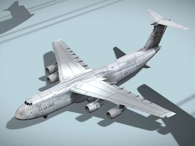Military Transport Aircraft With Four Engines Large Wings And Silver Fuselage For Military Operations 3d model