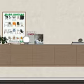 Modern Interior Wall-mounted Wooden Cabinet With Potted Plant Books And Decorative Items
