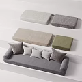 Grey Sofa With Beige Green Cushions And Multiple Soft Pillows For Home Living
