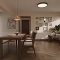 Modern Living Dining Room Featuring Large Screen Projecting Titanic Ceiling Fan And Open Kitchen