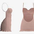 Women's Pink Spaghetti Strap Dress Featuring Heart Neckline And Ruffled Hem