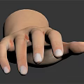 Lifelike Human Hand Model with Palm Up and Fingers Spread on Dark Background