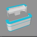 Modern Reception Desk Design With Blue White Curved Structure And Smooth Surface 3d model