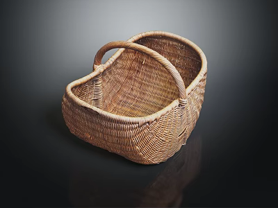 Woven Basket For Small Animals With Heart Shape And Handle 3d model