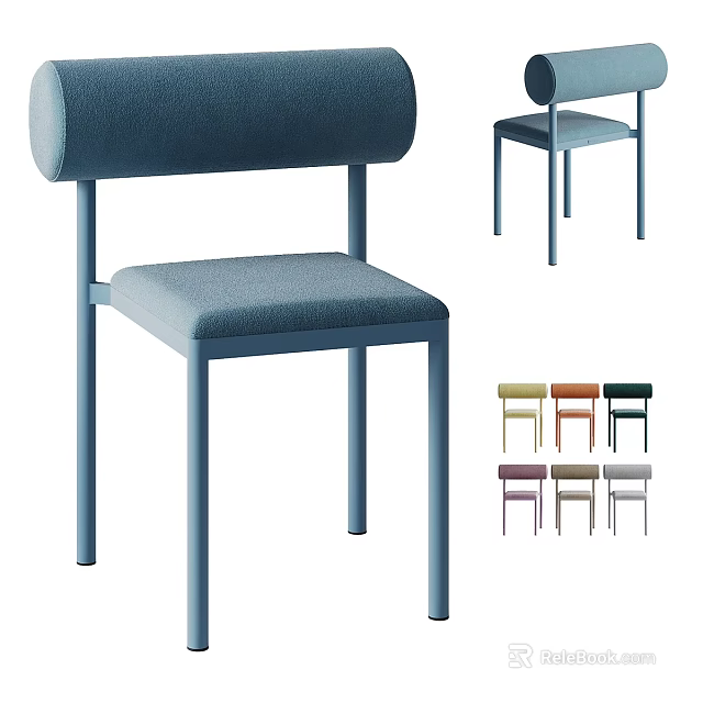 Modern Leisure Chair With Fabric Cushion Metal Legs And Multiple Color Options 3d model 