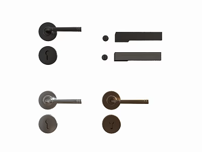 Various Interior Door Handles In Black Silver And Brown Metal Styles 3d model