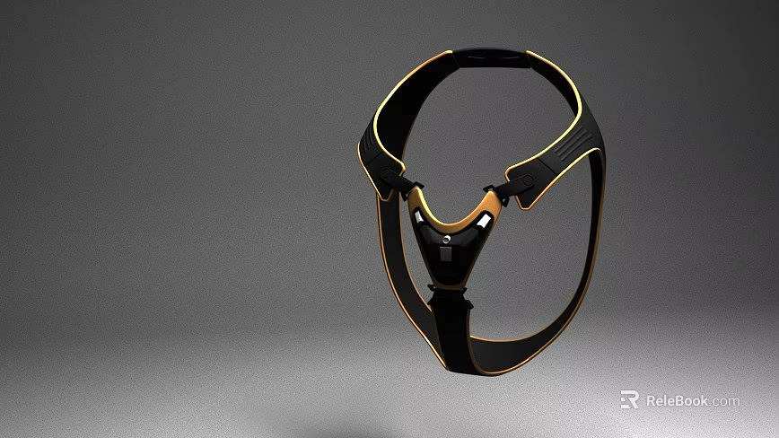 Modern Black And Gold Weapon Mask Tactical Straps Design Structure 3d model