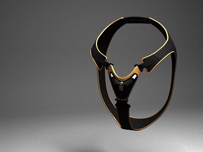 Modern Black And Gold Weapon Mask Tactical Straps Design Structure 3d model