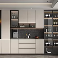 Modern Wine Cabinet Design With Glass Doors Wine Bottles And Storage Shelves
