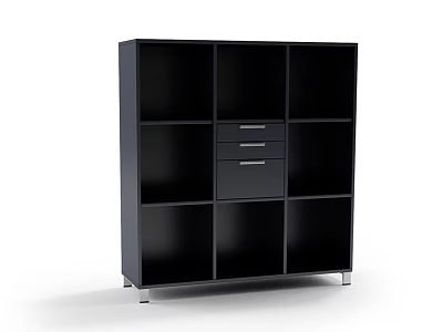 Black Storage Cabinet with Multiple Compartments and Drawers for Home Organization 3d model