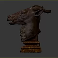 Decorative Animal Head Sculpture With Detailed Features And Checkered Base Stand