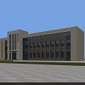 Modern Office Building Exterior Featuring Large Windows Clean Design Plaza And Blue Sky