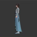 Man In Traditional Ancient Chinese Costume With Flowing Sleeves And Blue Robe