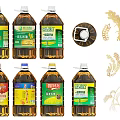 Various Brand Cooking Oil Bottles With Golden Wheat Ears In Kitchen Storage