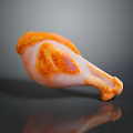 Realistic 3D Model Of Flying Animal Leg In Orange Hue On Dark Reflective Surface