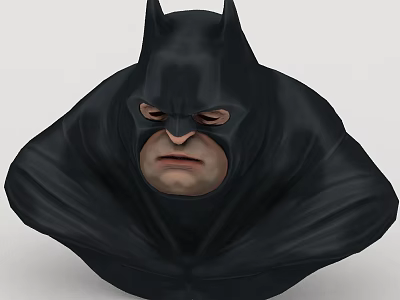 Realistic Batman 3D Head Sculpture With Black Mask And Flowing Cape 3d model