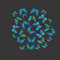 Blue Butterflies Forming Circular Pattern With Vibrant Blue Wings And Reflection 3d model
