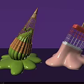 Creative Melted Ice Cream Shapes Design With Grid And Colorful Liquid