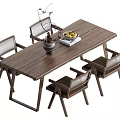 Wind dining table and chair combination 3d model