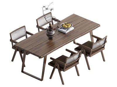 Wind dining table and chair combination 3d model