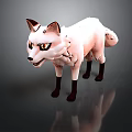 White Fox 3D Model With Brown Ears Legs And Yellow Eyes On Gray Background