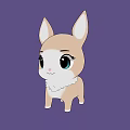 Cute Cartoon Animal With Big Ears Large Eyes Light Brown White Fur Purple Background Illustration