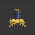 Advanced Lunar Lander With Golden Structure Blue Solar Panels And Landing Gear