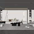 Modern Elegant Living Room Interior With Beige Sofa Coffee Table And Fireplace 3d model