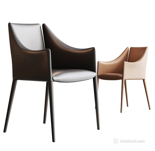 Modern Leather Dining Chairs With Sleek Design And Two Tone Colors 3d model 