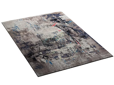 Abstract Modern Square Rug With Gray Blue Red Artistic Patterns and Textures 3d model