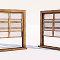 Classic Wooden Window Frames With Panel Design For Home Interior Decor 3d model