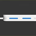 Sleek Silver USB Flash Drive With Round Component Rectangular Screen And Blue Stripes