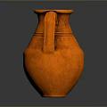 Hand Carved Orange Clay Jug Featuring Textured Surface Sculpture Carving