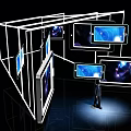 Digital Activity Channel With Multiple Interactive Screens And Night Sky Design 3d model